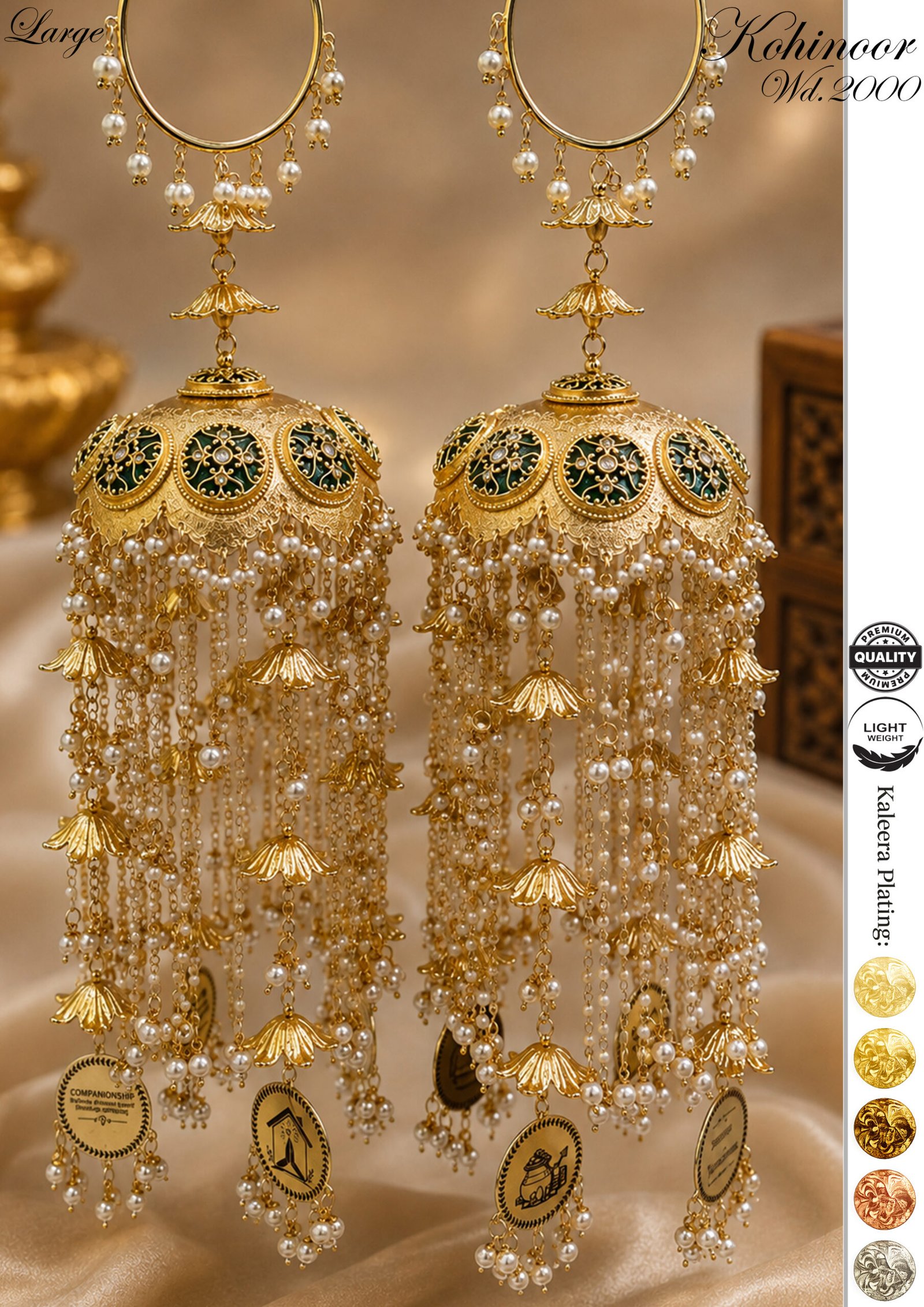 kohinoor Kohinoor large size bridal kaleera with pearl and golden detailing